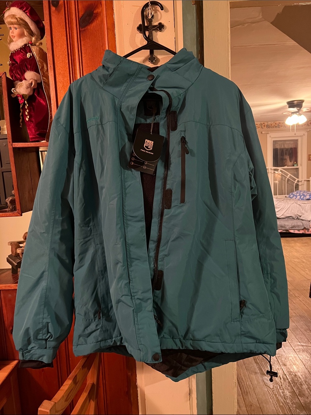 Men's Teal Ski Jacket with Hood - Unknown Brand